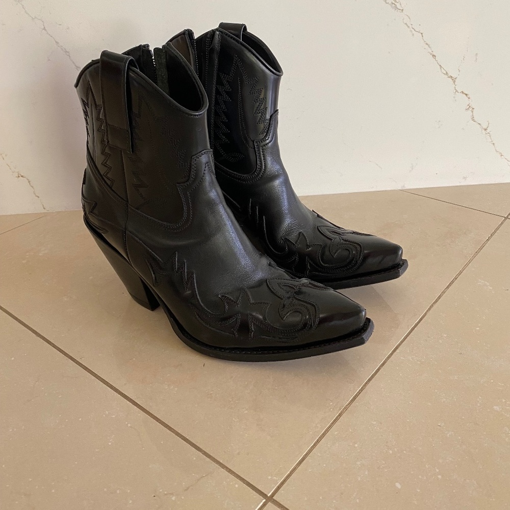 Sendra Handmade Leather Cowgirl Western Black Boots Spain Size 7 RRP $380